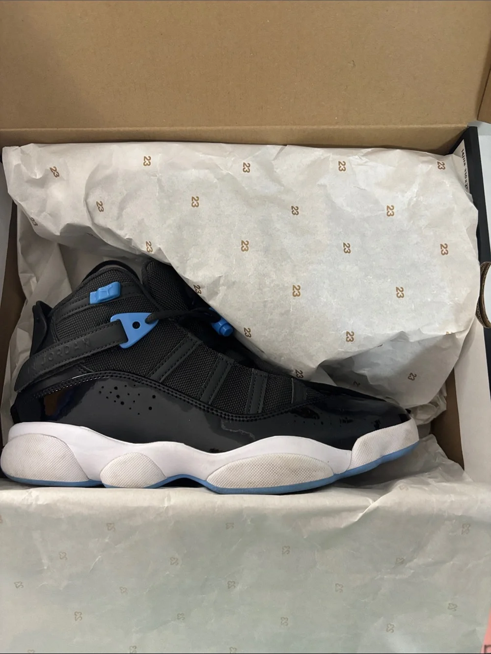 Jordan 6 Rings - Black and Blue High-Top Basketball Sneakers
